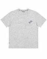 Remera negra de corte oversize y silueta relajada, con arte estampado en relieve en la espalda en color verde y textos decorativos.