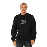 Buzo de tejido de punto Rip Curl, color negro, con cuello redondo y logo de la marca bordado en el centro del pecho en color gris.