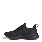 Championes de running Adidas modelo Ultrarun 5 TR, color negro. Presentan un diseño técnico con malla superior repelente al agua, mediasuela con tecnología Bounce 2.0 para mayor amortiguación y suela de goma Adiwear con tracción optimizada para diversos terrenos.
