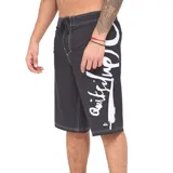 Boardshort de baño Quiksilver modelo Surfsilk de 22 pulgadas, color negro con costuras a contratono y estampa lateral grande con la marca. Cuenta con cintura fija con cordón de ajuste.