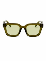 Lentes de sol Paris con armazón cuadrado de acetato en color verde oscuro y cristales tintados en tono verdoso claro.
