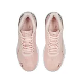 Championes Puma Transport Modern Running color gris, con detalles en blanco y suela blanca.