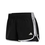 Short deportivo Adidas modelo Adi365 M20, color negro con las clásicas tres tiras blancas a los lados y ribetes blancos en los bordes. Cuenta con cintura elástica y el logo de la marca estampado en el frente.