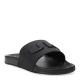 Chanclas Umbro modelo Flip, color negro, con banda ancha superior que presenta el logo de la marca en relieve. Diseño ergonómico con suela texturizada para mayor agarre.