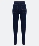 Pantalón de jean skinny de tiro alto color azul oscuro.