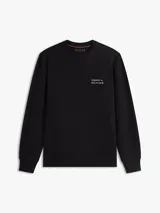 Buzo negro de cuello redondo de Tommy Hilfiger, con el logo brand love bordado en el pecho, mangas largas y puños acanalados.