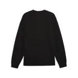 Buzo Puma ESS Elevated Relax Material Crew de color negro, confeccionado con textura acanalada sutil, cuello redondo, mangas largas y el clásico logo del felino de la marca bordado en blanco en el pecho.