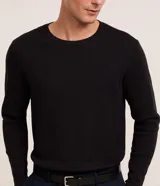 Remera de hombre Marfinno confeccionada en tejido waffle texturizado color blanco, de corte regular, con cuello redondo y manga larga.