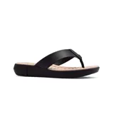 Sandalia de cuero sintético color beige con plataforma marrón.