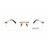 Lentes de lectura con armazón al aire, diseño octogonal y puente metálico enchapado en oro de 18 quilates.