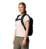 Mochila impermeable de 25 litros, color azul marino, con compartimentos principales con cierre, funda acolchada para portátil de hasta 13 pulgadas, panel trasero transpirable y bolsillos laterales para botellas.