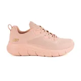 Championes Skechers Bobs B color rosa, con capellada de tejido knit, cordones y suela texturizada.