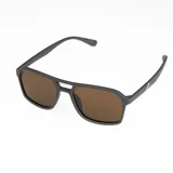 Lentes de sol polarizados con montura negra y lentes marrones.