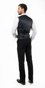 Pantalón de vestir negro Florenzi, de corte clásico confort, ideal para la oficina. Confeccionado en poliéster y viscosa.