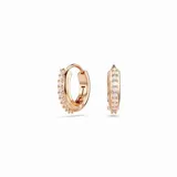 Aros pequeños de aro Swarovski, bañados en tono oro rosa y adornados con circonitas transparentes.