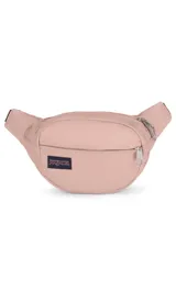 Riñonera Jansport modelo Fifth Avenue, color negro, con un compartimento principal con cierre y un bolsillo frontal con cierre.