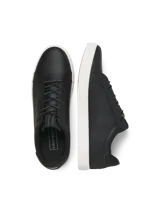 Championes negros de Jack & Jones, modelo Trent, con suela de goma blanca, puntera redonda y cordones.