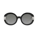 Lentes de sol Lancel modelo 91003, con montura redonda de acetato negro y detalles plateados en los laterales.