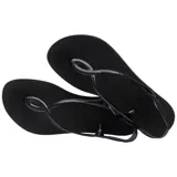 Sandalias tipo ojotas Havaianas modelo Luna, color rosado metalizado, con diseño de tiras entrelazadas y ajuste en el talón.
