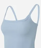 Vestido corto negro de rib con breteles finos y escote cuadrado. Corte evasé y sin estampa.