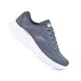 Championes Skechers Skech-Lite Pro Broadside grises con cordones, capellada de malla técnica, plantilla acolchada Skechers Air-Cooled Memory Foam, entresuela Skech-Lite moteada y suela de tracción flexible.