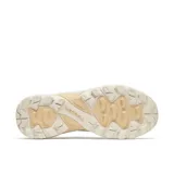 Championes de senderismo Merrell modelo Speed Strike 2, de color beige con detalles en celeste claro y verde musgo. Presentan parte superior de malla y sintético, suela de goma con tacos para mayor tracción y cordones frontales.