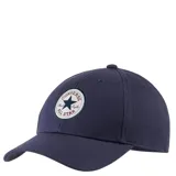 Gorra de béisbol roja con el logo circular clásico de Converse All Star bordado en el frente.