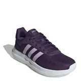 Championes Adidas Lite Racer 4.0, color violeta oscuro con las tres tiras laterales en lila claro y entresuela blanca con tecnología Cloudfoam.