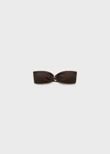 Top de bikini bandeau color marrón con tejido de canalé y forro interior.