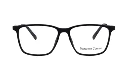 Armazón de lentes Nazareno Corsini modelo 115, color negro mate de formato rectangular, fabricado en acetato.
