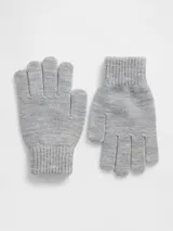 Guantes de punto tejido en color negro con puños elásticos acanalados.