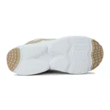 Championes Vizzano de estilo casual con diseño de paneles en tres tonos: blanco, beige y crema. Presentan cierre de cordones, suela de plataforma gruesa y logo lateral en forma de V.
