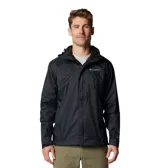 Campera impermeable Columbia modelo Watertight II, color negro, con capucha ajustable, cierre frontal, bolsillos laterales con cremallera y puños ajustables. Cuenta con tecnología Omni-Tech para mayor protección contra la humedad y forro de malla transpirable.