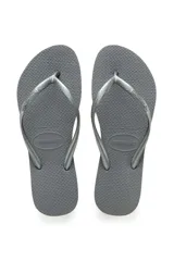 Ojotas de mujer Havaianas modelo Slim Lisa, color negro, con tiras finas texturizadas.