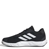 Championes de entrenamiento Adidas Amplimove Trainer, color negro con las icónicas tres tiras en blanco en los laterales y entresuela blanca. Confeccionados en tejido de malla transpirable con refuerzos sintéticos y suela de caucho para mayor tracción.