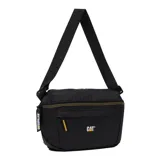 Bolso bandolera negro Caterpillar, modelo Nevada Shoulder Bag, con compartimento principal con cierre, bolsillo frontal con cremallera, llavero y correa ajustable para el hombro.
