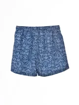 Short de baño azul con estampado de motivos marinos en celeste.