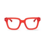 Lentes Mr Boho modelo Fredricksen, armazón cuadrado de color rojo con acabado mate.