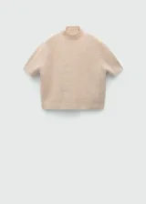 Jersey de punto de lana con cuello perkins, manga corta y diseño recto.