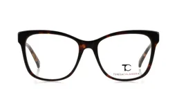 Armazón para lentes de acetato color carey con forma rectangular y patillas finas.