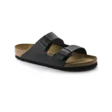 Sandalias Birkenstock Arizona BF negras, con dos correas ajustables con hebillas metálicas y plantilla anatómica de corcho.