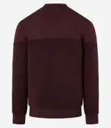Sueter de punto de la marca Marfinno para hombre, en color marrón, con cuello redondo y diseño con textura acanalada en la parte inferior y las mangas.