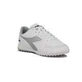 Championes de fútbol Diadora Barrica Futbol TF para hombre, color blanco con detalles plateados.