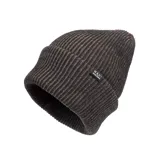 Gorro de lana gris con etiqueta de goma con el logo de la marca Maui and Sons.
