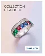 Anillo de plata con incrustaciones de piedras naturales multicolores y pavé de zirconias.