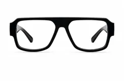 Armazón de receta con diseño de estilo aviador moderno, caracterizado por su parte superior plana y puente redondeado. Fabricado en material bio-based G850 de color negro.