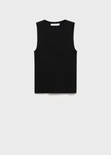 Top sin mangas de tejido de punto fino, con cuello redondo y diseño entallado al cuerpo.