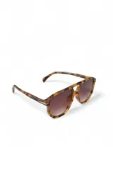Lentes de sol Malfi con armazón translúcido de acetato gris y cristales oscuros, de diseño tipo aviador con doble puente.