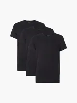 Pack de tres remeras Calvin Klein de algodón negro, con cuello redondo y mangas cortas.