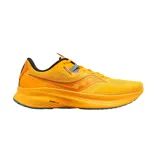 Championes de running Saucony modelo Guide 15, color naranja vibrante con detalles en gris oscuro. Presentan tecnología de amortiguación PWRRUN en la entresuela, diseño de malla transpirable y el logo de la marca en el lateral.